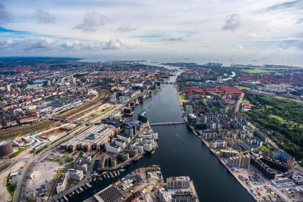 City aerial view over Copenhagen