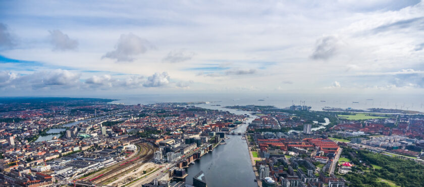 City aerial view over Copenhagen