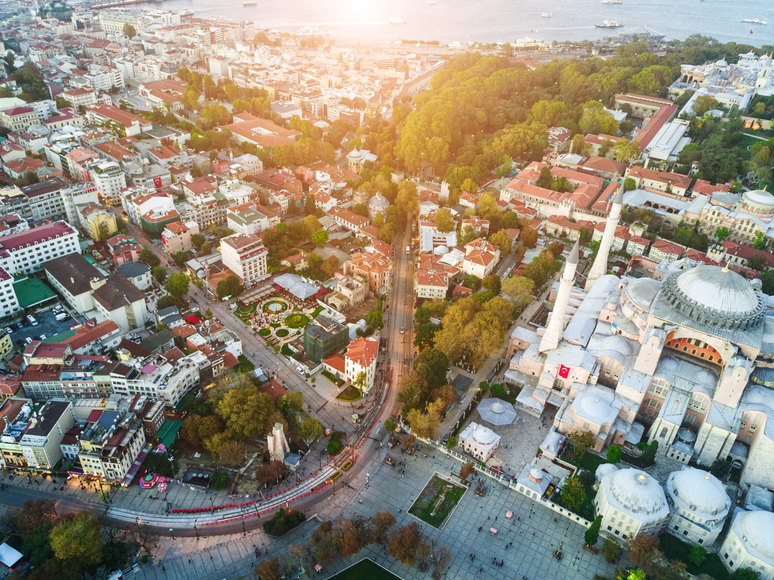 Aerial Footage of Sultanahmet, Blue Mosque