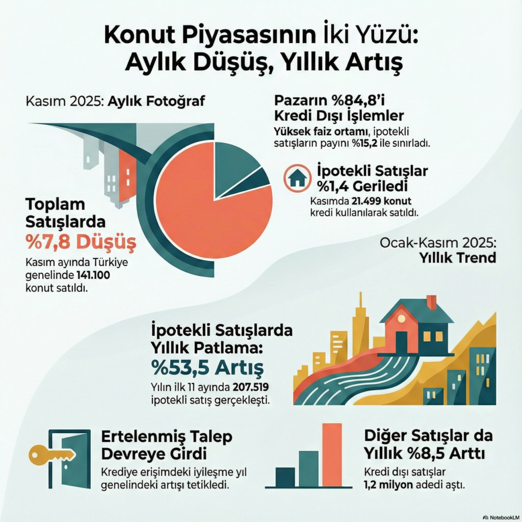 İpotekli Konut Satışlarında Sınırlı Gerileme: Pay Yüzde 15,2’ye İndi