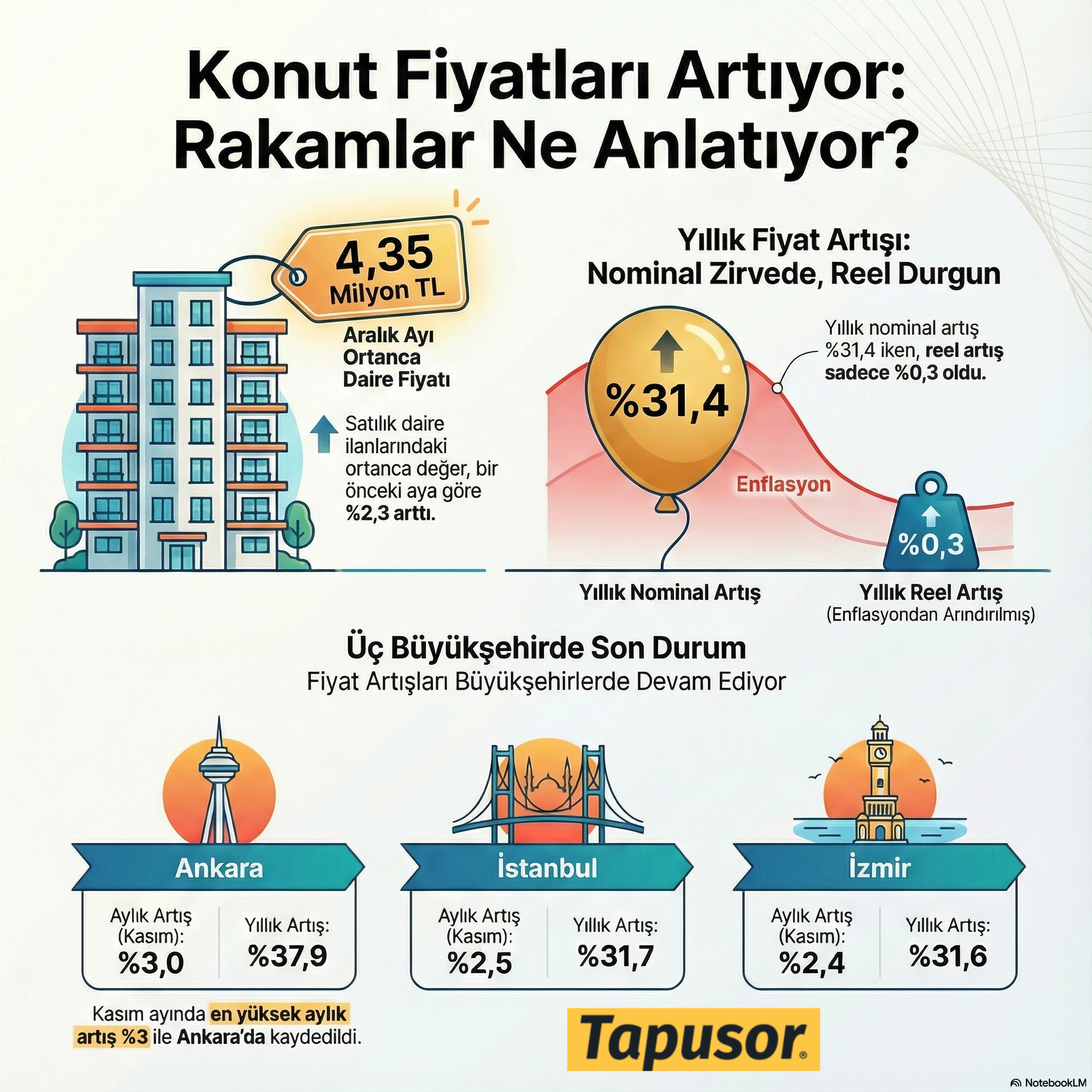 Aralık’ta Satılık Daire İlanlarında Ortanca Değer 4,35 Milyon TL’ye Yükseldi