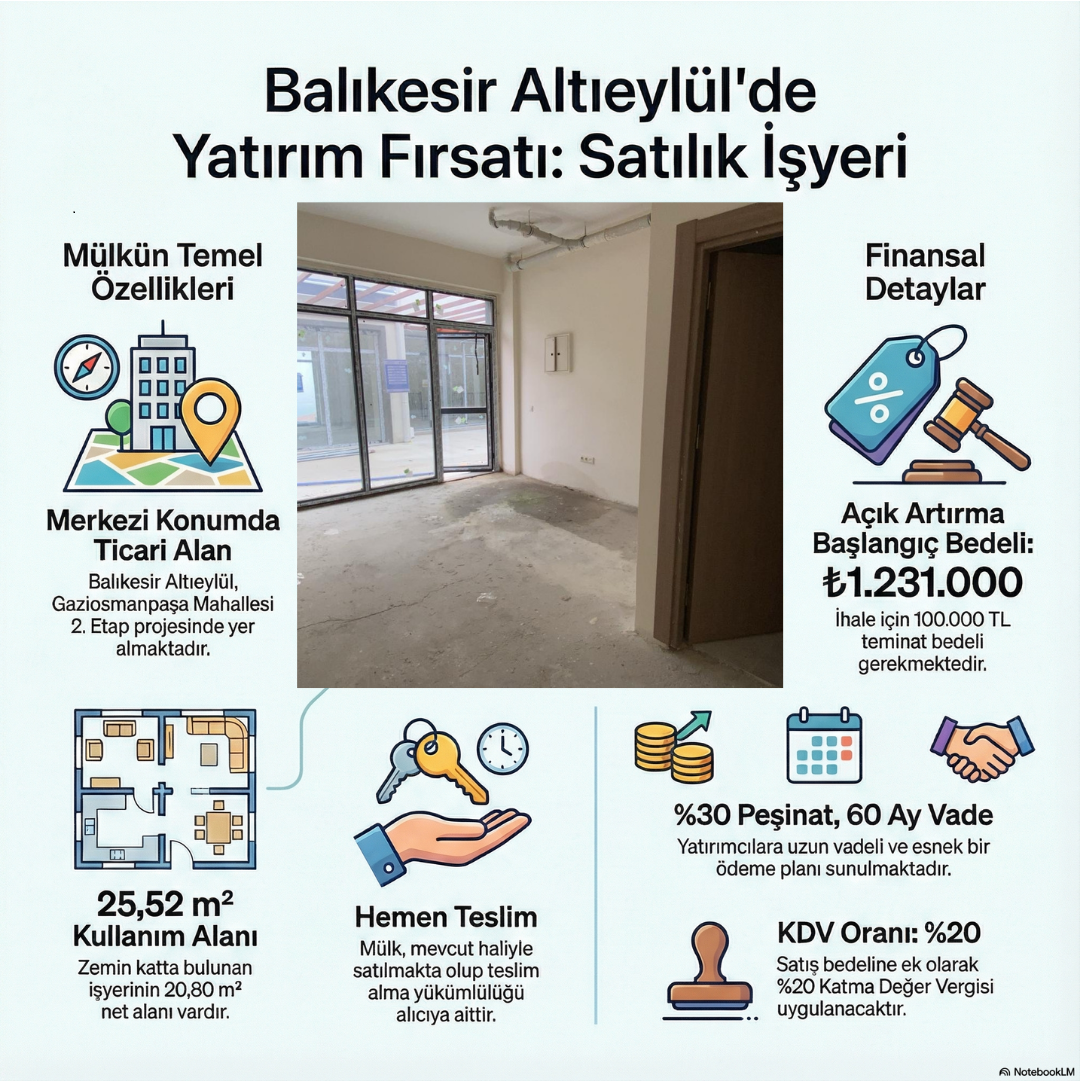Balıkesir Altıeylül’de 25,52 m² İşyeri Satışta
