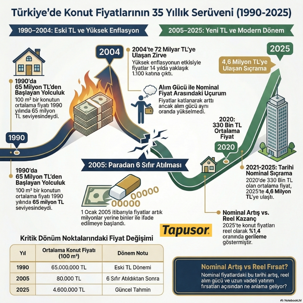 1990’dan 2025’e 100 m² Konut Fiyatları
