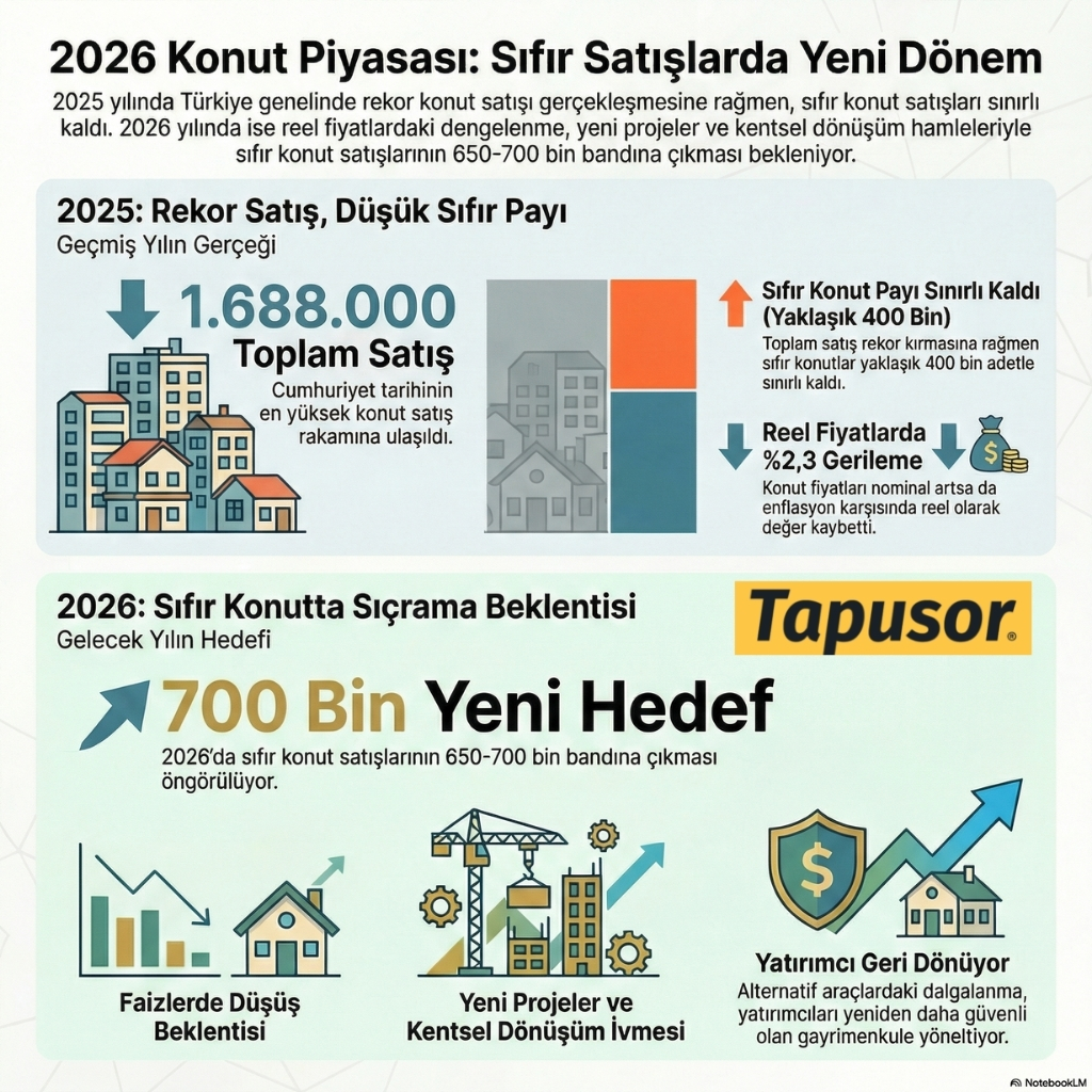 Sıfır Konut Satışlarında 2026 Beklentisi: 650–700 Bin Bandı Gündemde