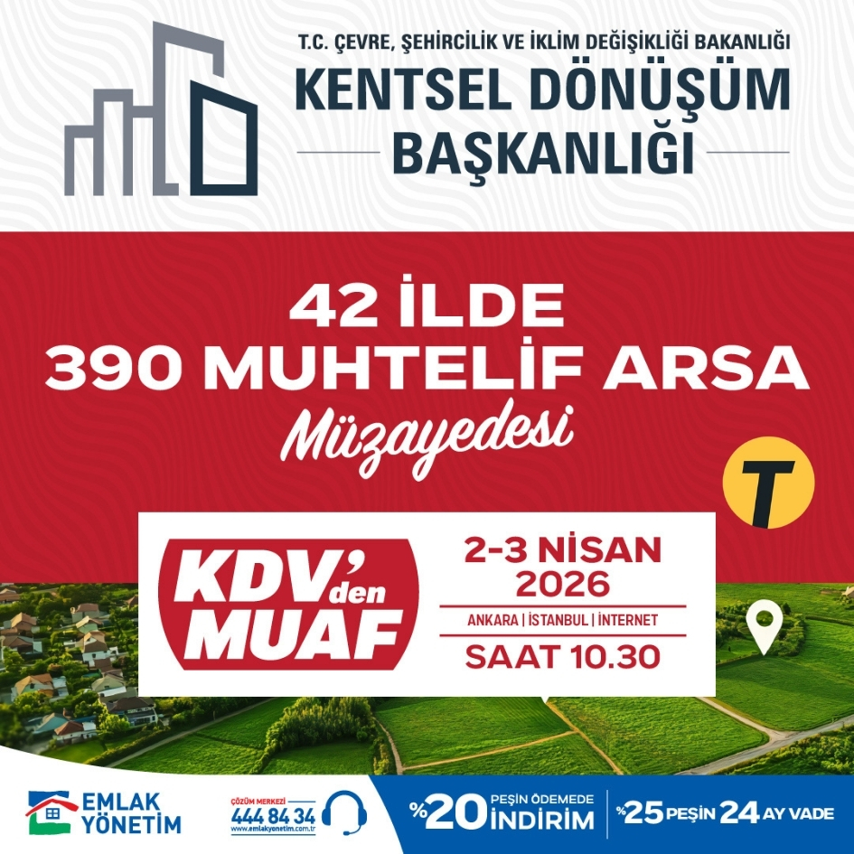 Kentsel Dönüşüm Başkanlığı’ndan 42 İlde 390 Muhtelif Arsa Müzayedesi