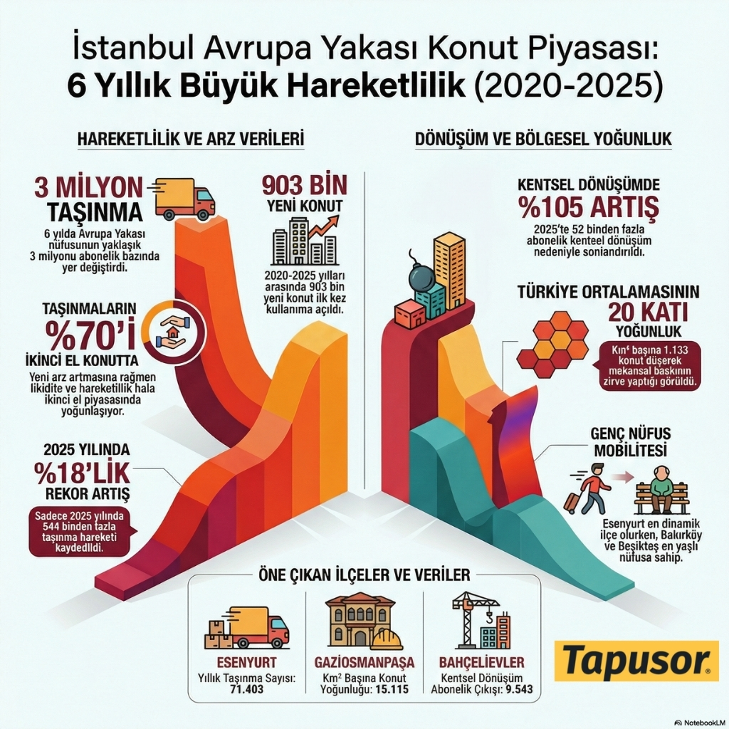 İstanbul Avrupa Yakası’nda 6 Yılda 3 Milyon Taşınma