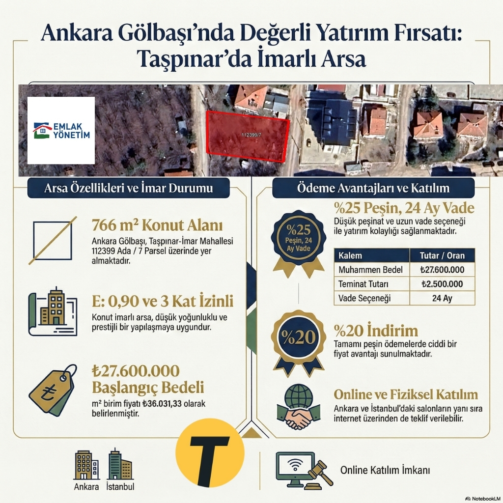 ANKARA GÖLBAŞI TAŞPINAR-İMAR’DA 766,00 METREKARE KONUT ALANI