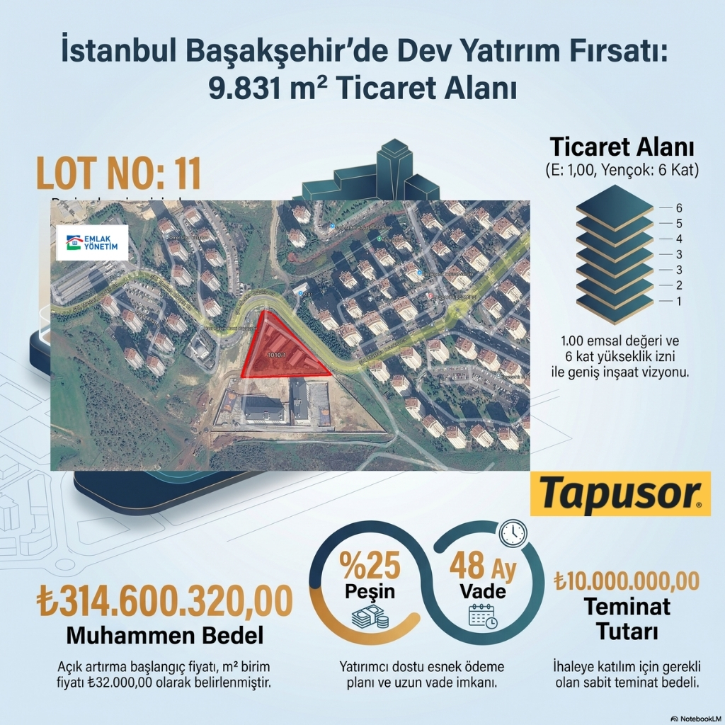 İSTANBUL BAŞAKŞEHİR KAYABAŞI’DA 9.831,26 m² TİCARET ALANI (LOT NO: 11)